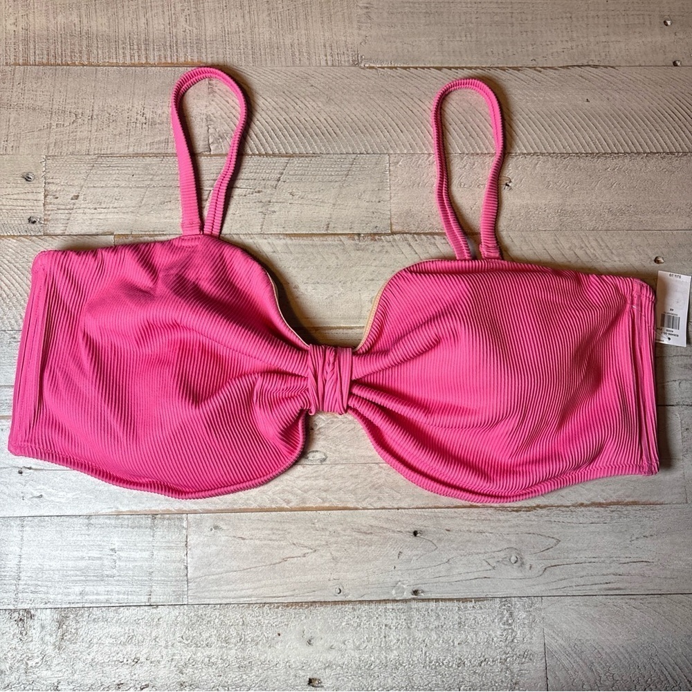 Old Navy Textured-Rib Cinch-Front Bikini Swim Top 4X Pink NWT! - Picture 2 of 16